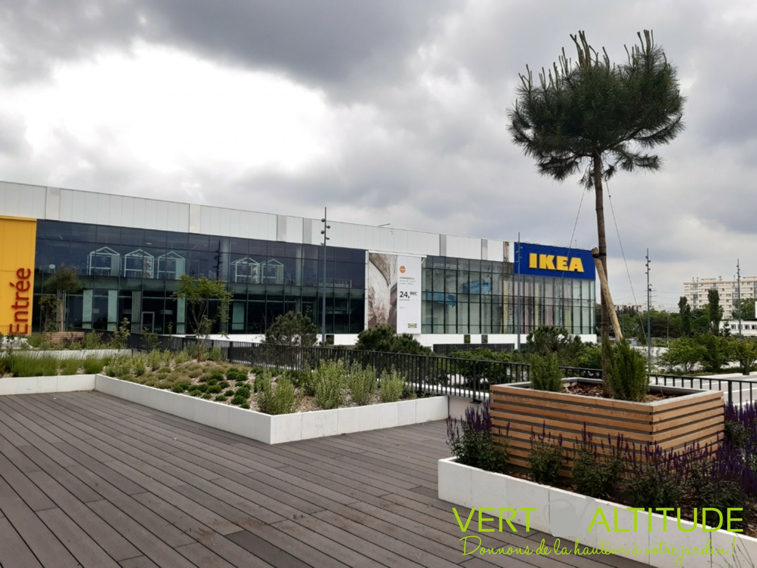 Aménagement terrasse entreprise Grand Parilly Vert Altitude