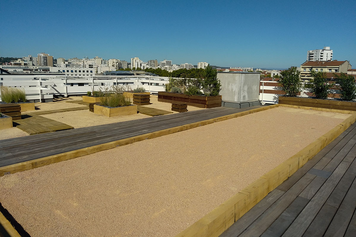 aménagement terrain de pétanque en rooftop