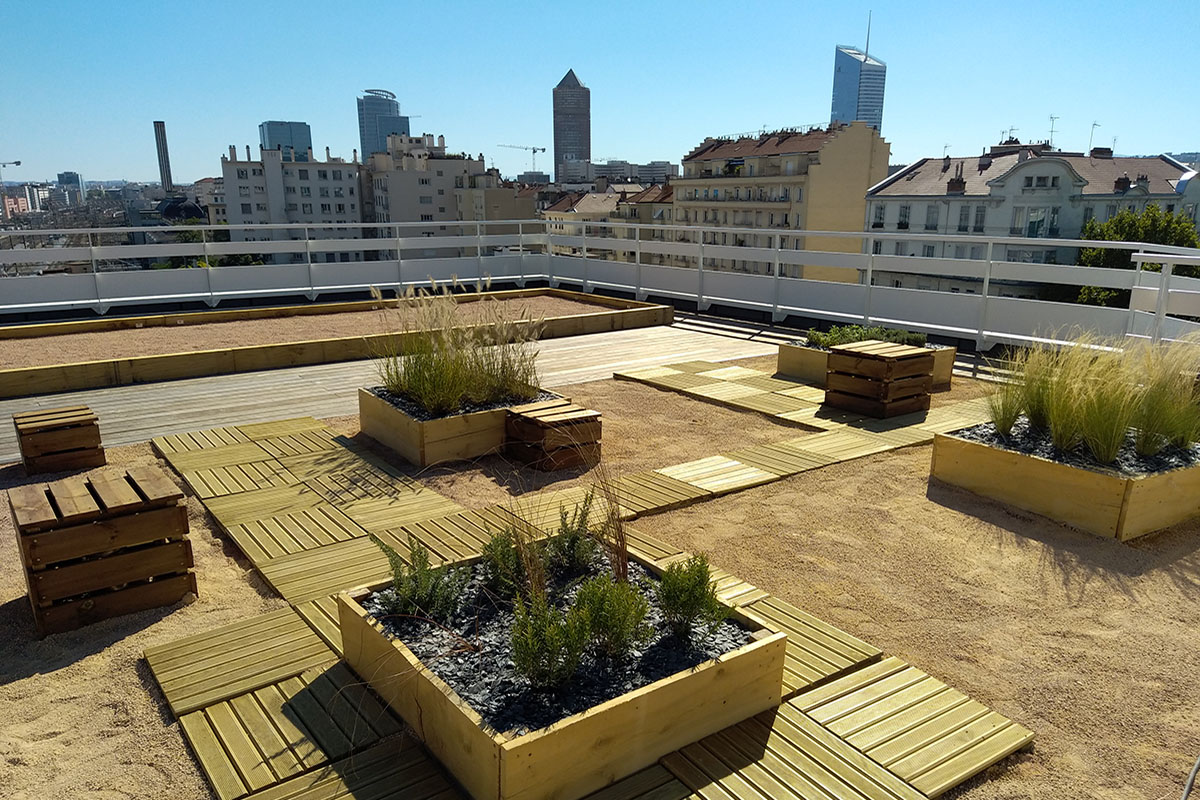 aménagement terrasse bacs de plantes à Lyon
