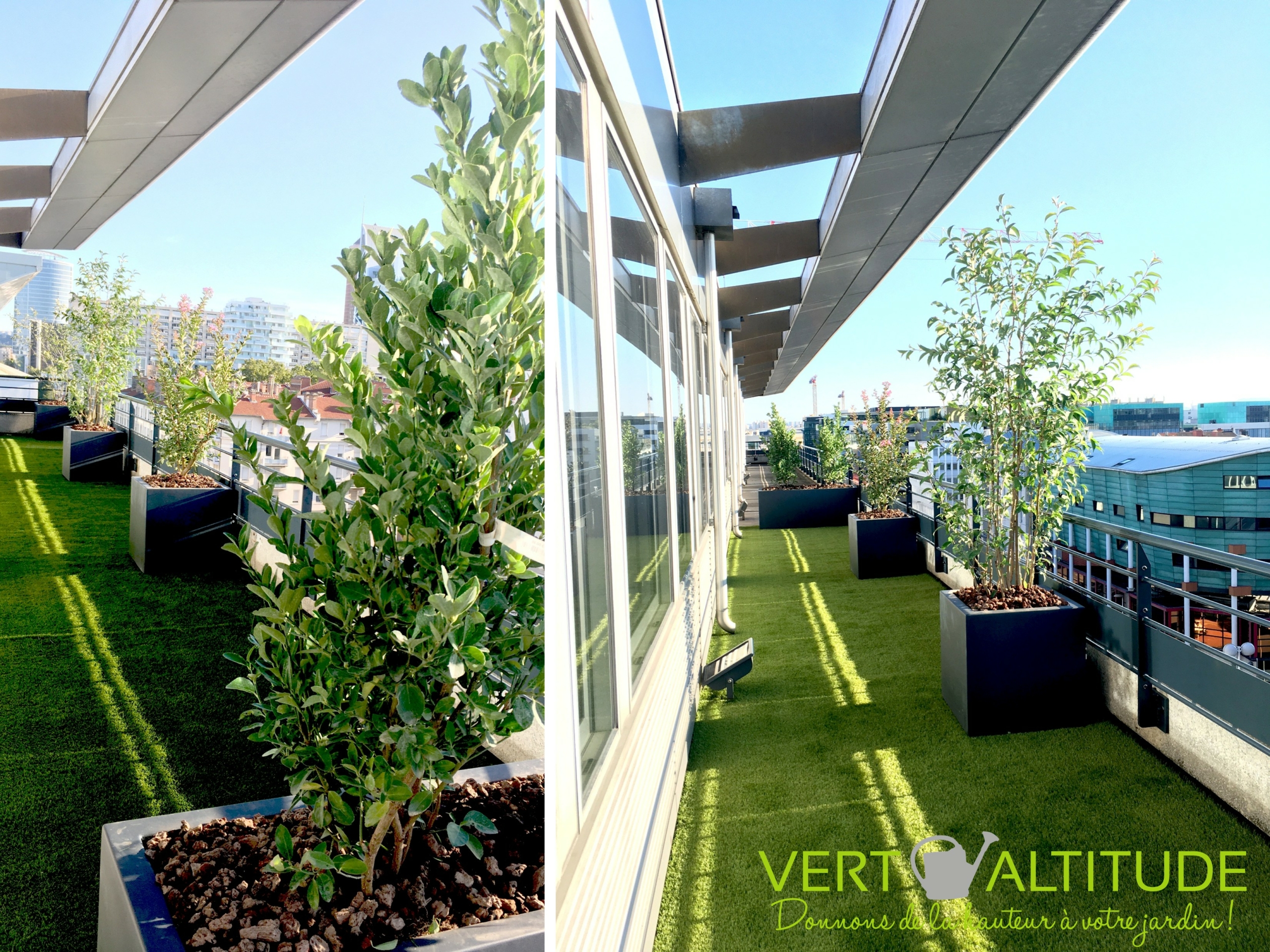 Transition pro balcon entreprise aménagé - lieu de travail au vert